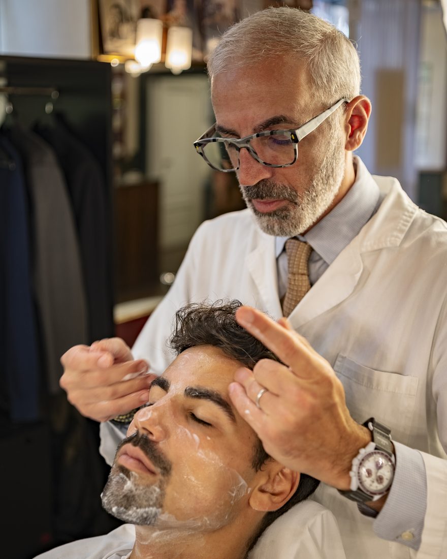The hot towel before shaving